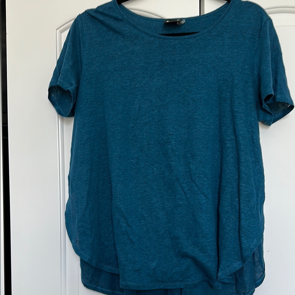 Blue Relaxed Cuffed Sleeve T-Shirt